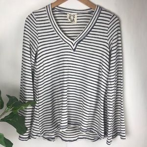 PGLA | black and white stripe long sleeve shirt